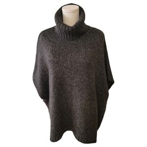 LOFT Charcoal Gray‎ Metallic Poncho Sweater Size XS/S
